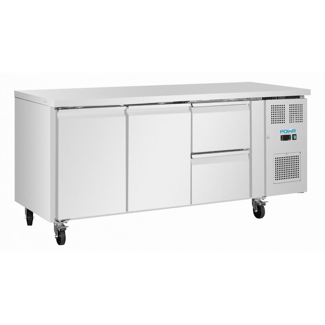 Table réfrigérée positive Polar série U 2 portes 2 tiroirs 242 L
