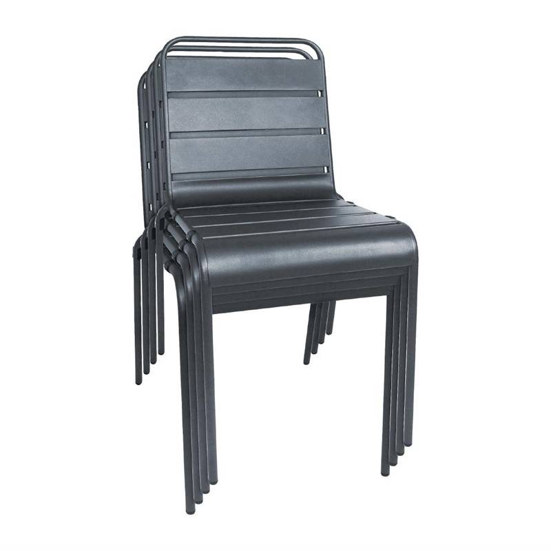 Chaise de bistro Boléro gris | Acier enduit de poudre | 4 pièces