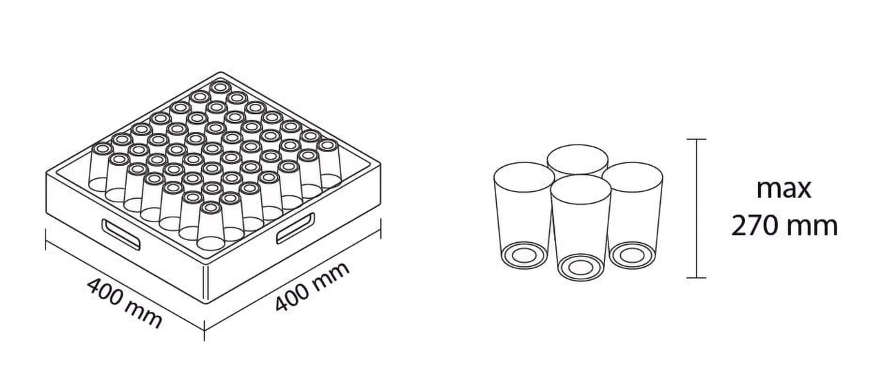 Lave-verres ECO 40 x 40 cm (panier), avec doseur de détergent & doseur de produit de rinçage, avec pompe de vidange & adoucisseur, Fabriqué en Europe, 230 V