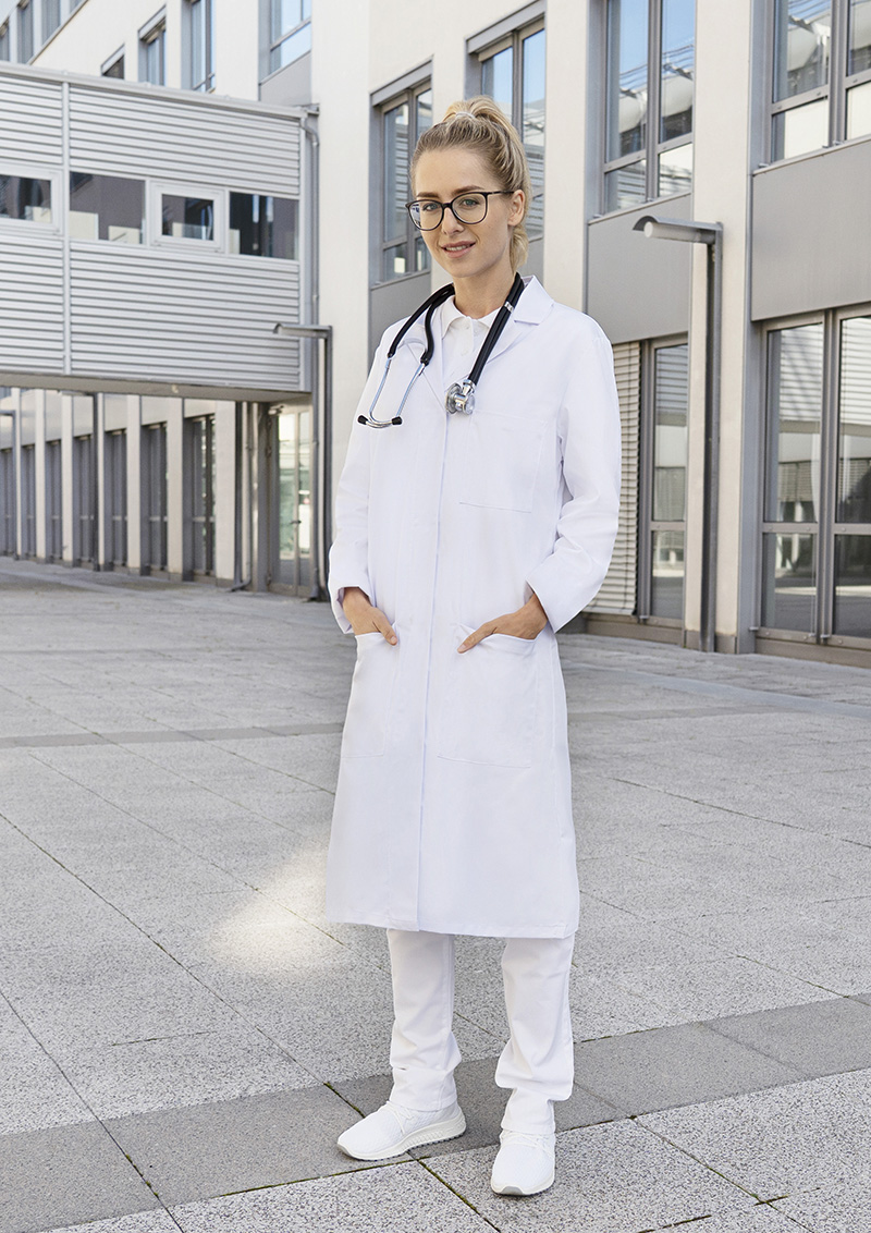 Blouse médicale et de laboratoire pour femmes Classic-Shape avec col à revers - Blanc - 34