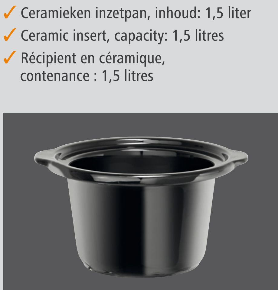 Speisenwärmer Mini | 1,25 Liter | Keramik Innentopf | 230x220x(h)200mm