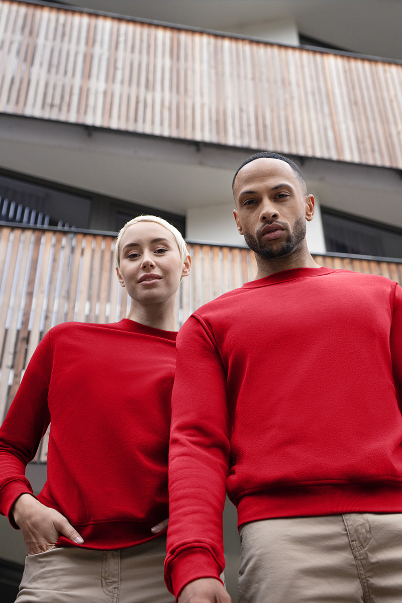 Herren Workwear Sweatshirt Soft-Face, aus nachhaltigem Material - Rot - L