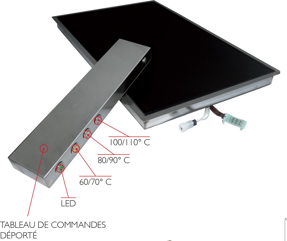 Plaque chauffante vitrocéramique - 600 x 400 - Encastrable - 230 V - 30002