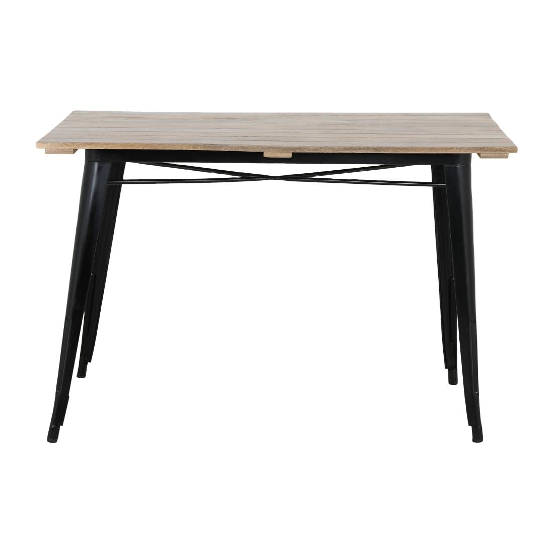 Bolero Bistro Esstisch Mangoholz-Lattenplatte Schwarz 1200mm