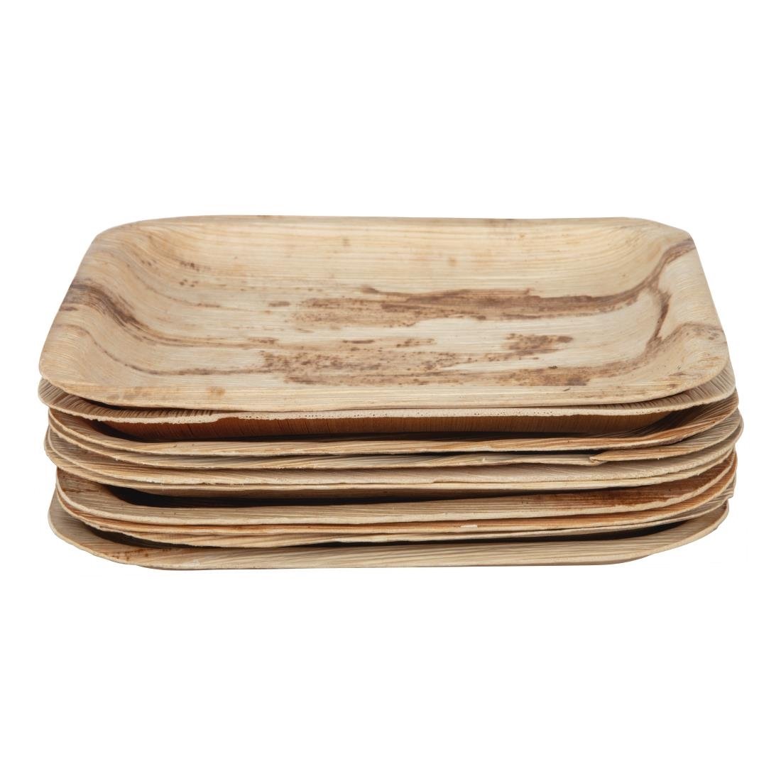 Assiettes creuses carrées en feuilles de palmier Fiesta Compostable 200mm (lot de 100)