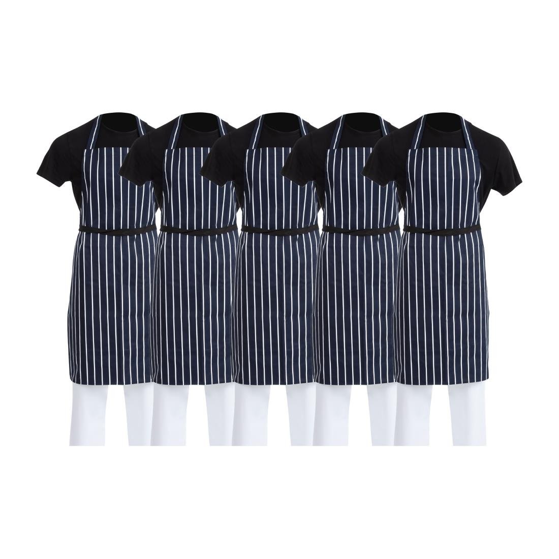 Whites Latzschürze marineblau gestreift (5 Stück) Whites Latzschürze marineblau gestreift (5 Stück)