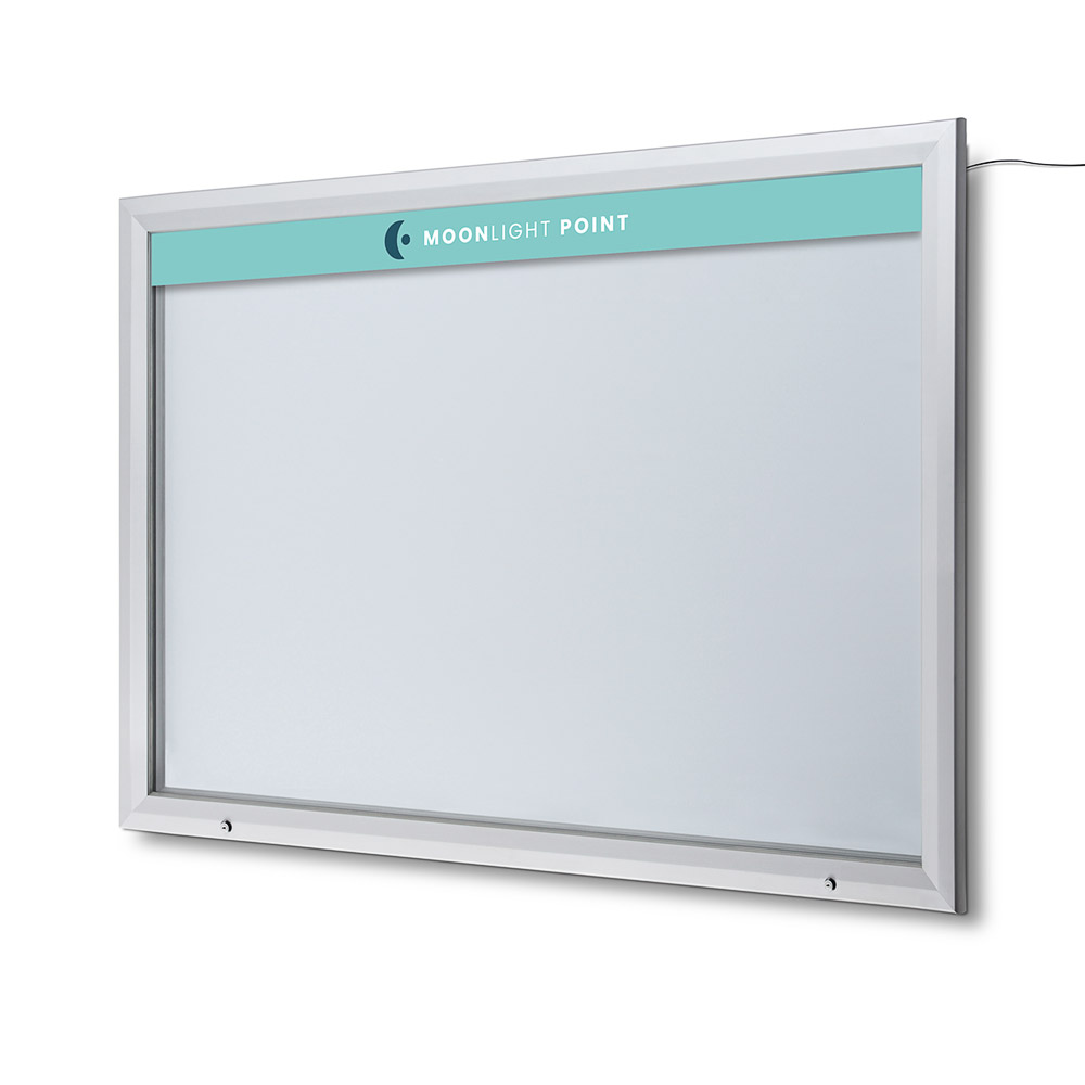 Tableau d'affichage extérieur verrouillable avec logo lumineux et ressort à gaz, format A4 21 x