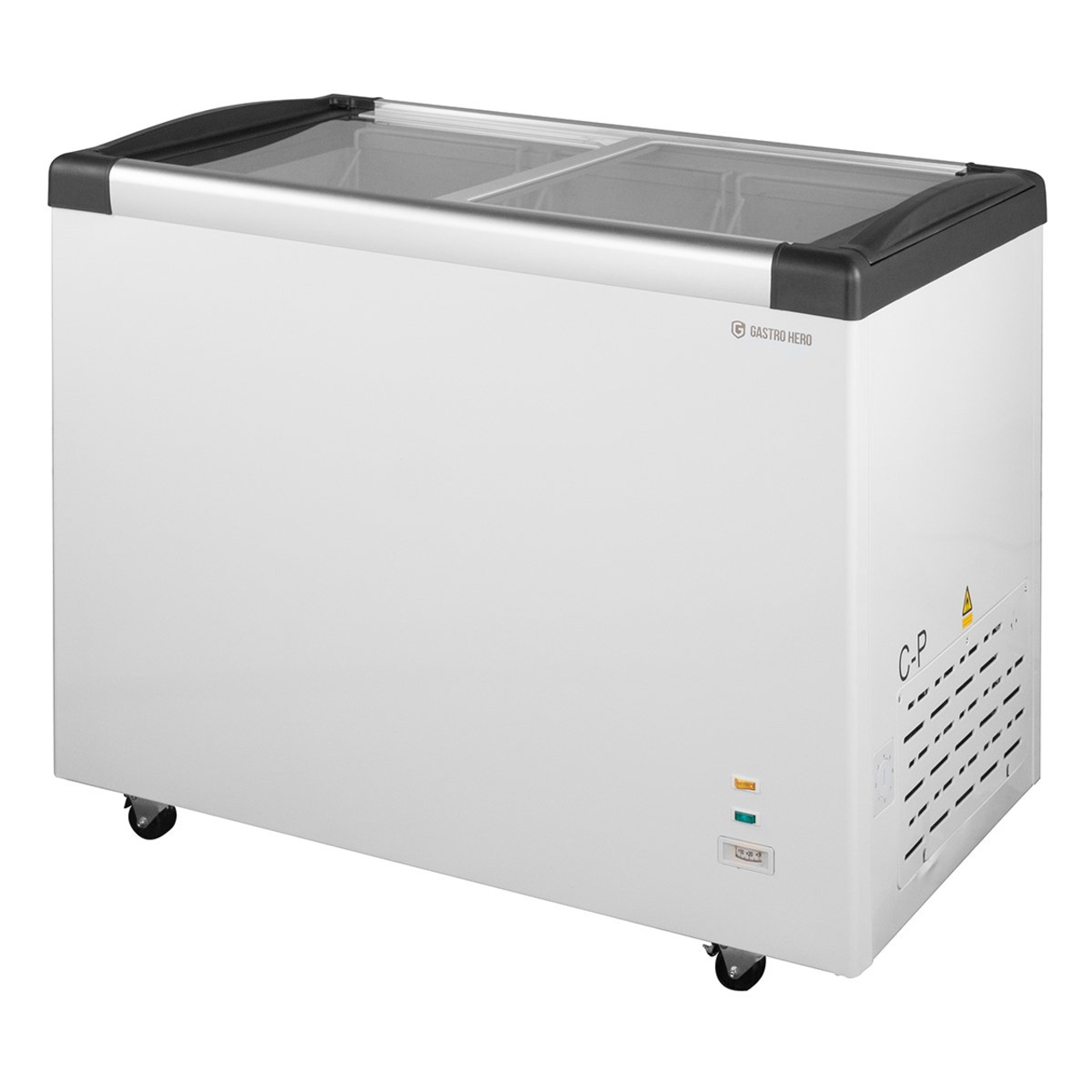 Tiefkühltruhe ECO 350 mit Glasschiebedeckel, 4 Rollen