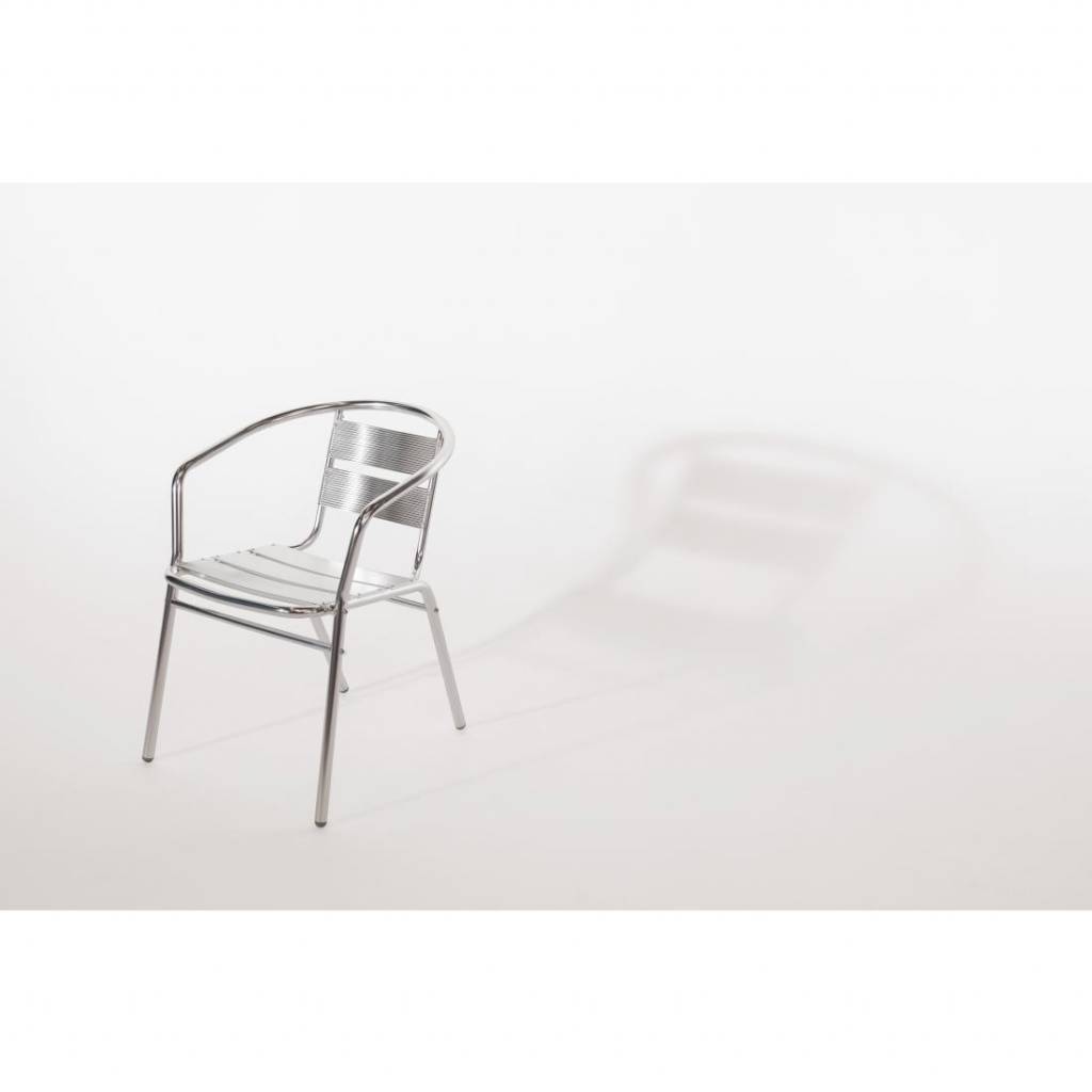 Chaises de bistrot avec accoudoirs arrondis | 4 pièces | Hauteur d'assise : 45 cm | aluminium