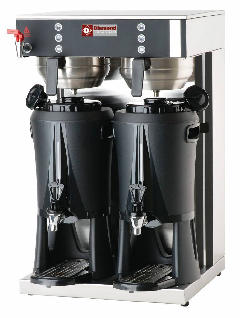Machine à café filtres | Remplissage automatique | 4,4 kW | 2 containers dispenser 2x 2,5 Litres | robinet eau chaude