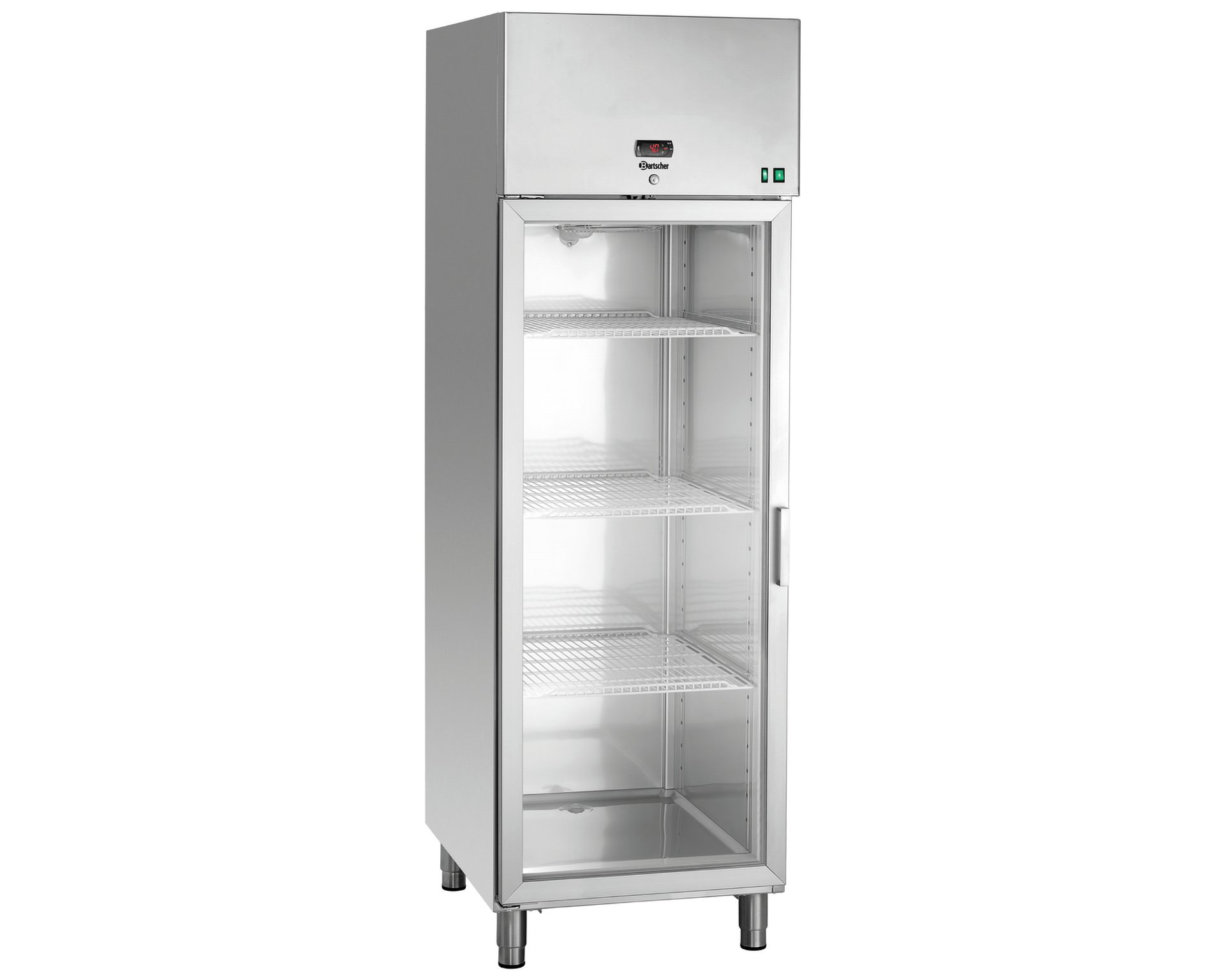 RVS koelkast 461L - Glazen deur