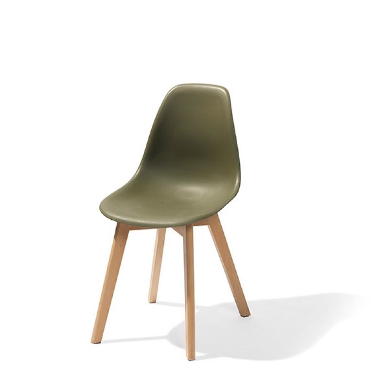 Keeve chaise empilable sans accoudoirs, Vert, structure en bois de bouleau et assise en plastique, 47x53x83cm (BxTxH), 505F01SDG