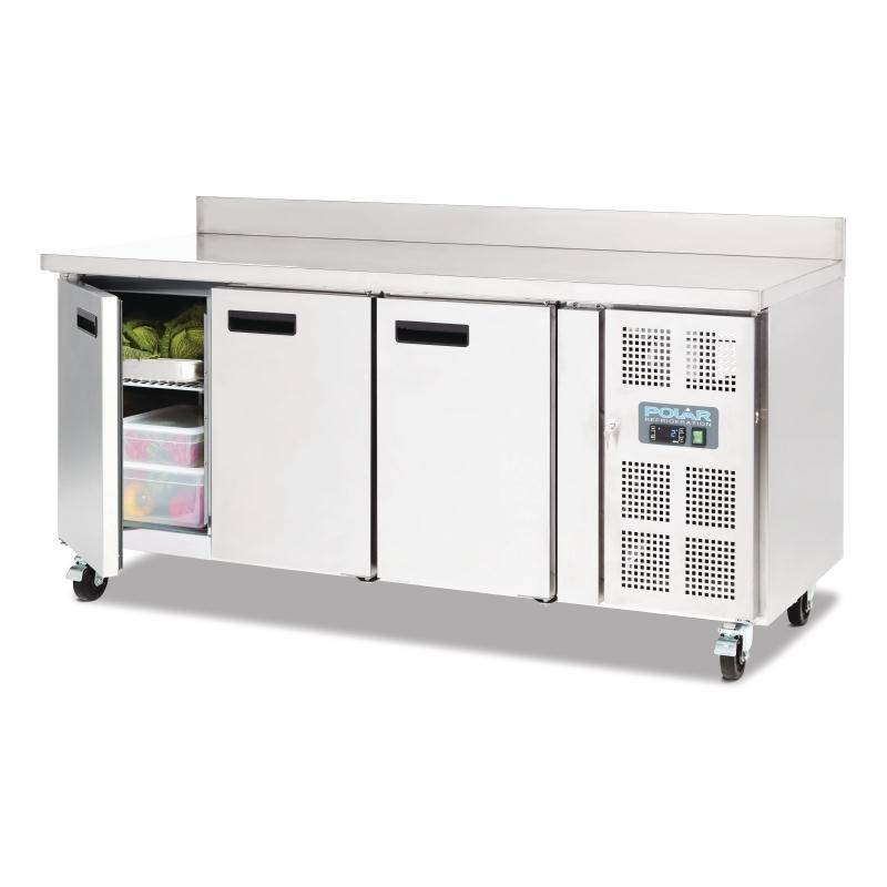 Edelstahl Kühltisch | 3 Türen+Aufkantung | 1800x700x(h)950mm