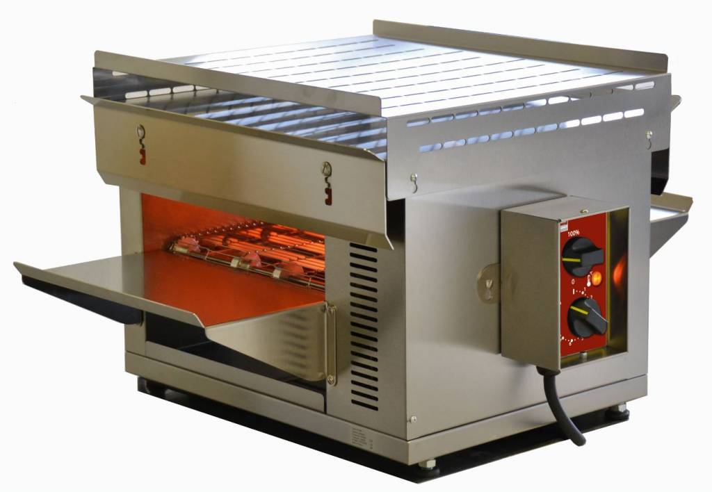Quartz oven met lopende band - verstelbare draai&verwarmingsvermogen - 47x72x(H)385 - 3000W