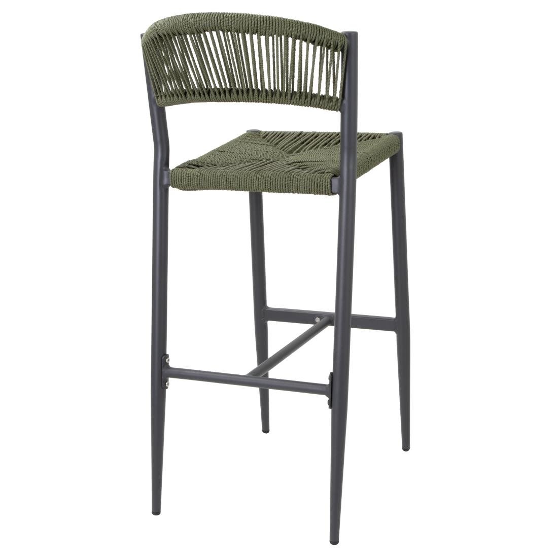 Bolero Eden PE gevlochten rattan outdoor barkrukken groen (2 stuks)