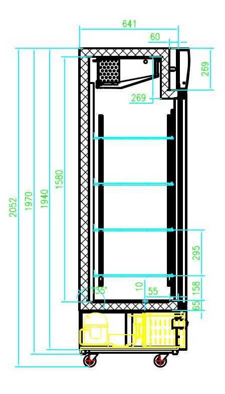 Gefrierschrank 1 Glastür | 460 Liter | Kühlmittel R290 | 620x690x2052(h)mm | LED