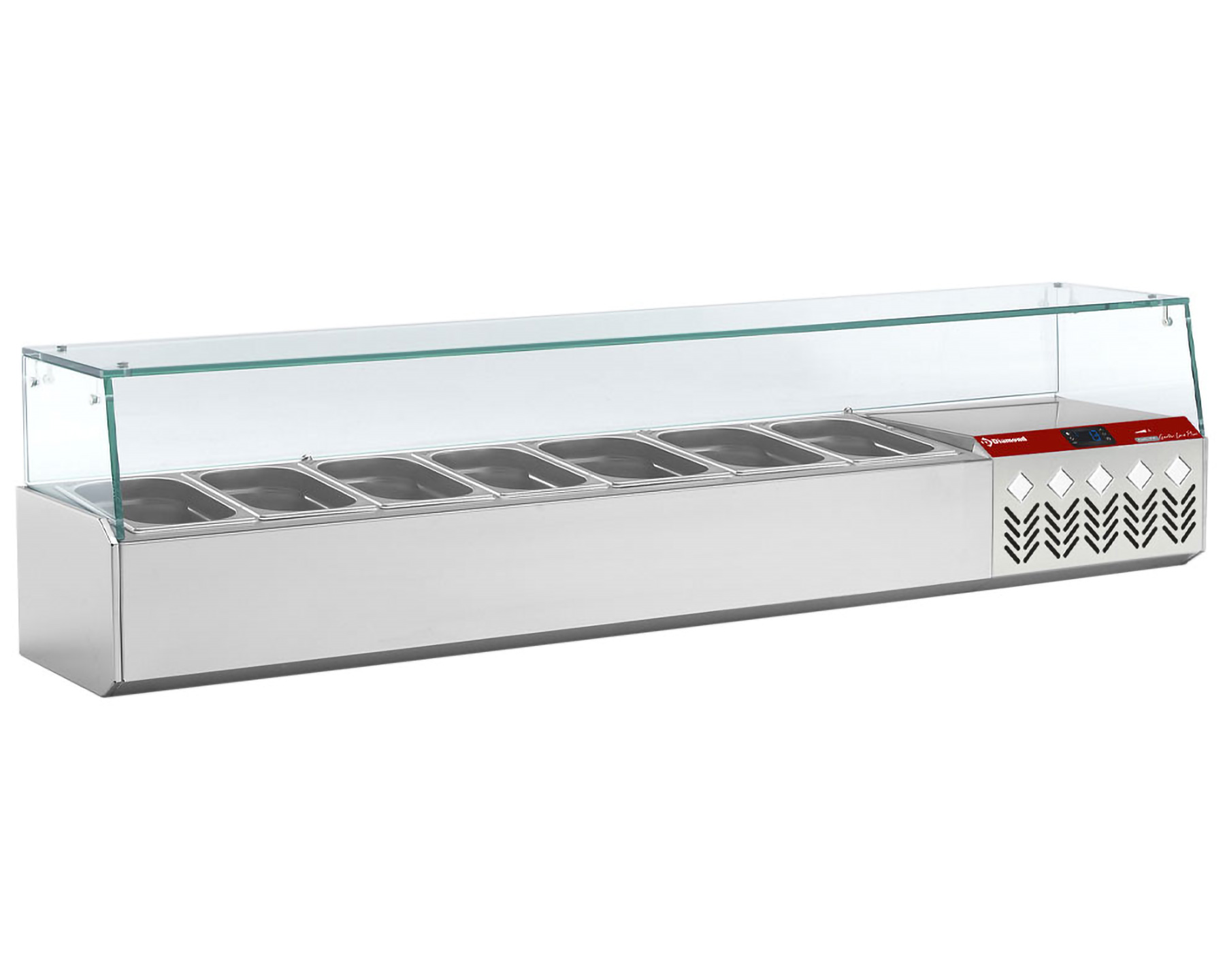 Opzetkoelvitrine 6x 1/4 + 1x1/9GN - 1610x384x(h)401mm