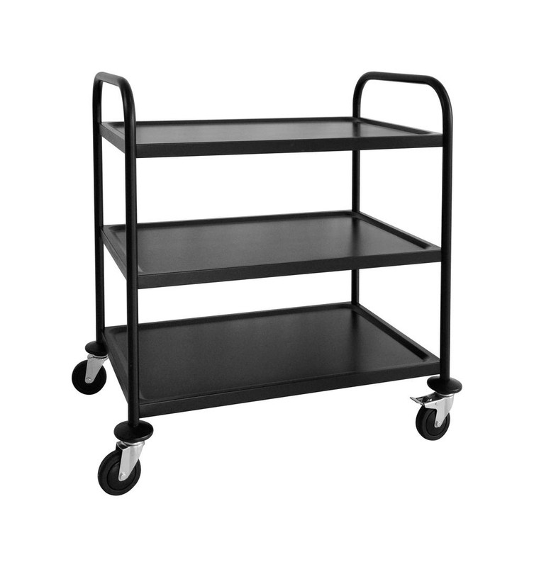 Serveerwagen Mat Zwart 3 Niveaus – 845x525x(H)940mm