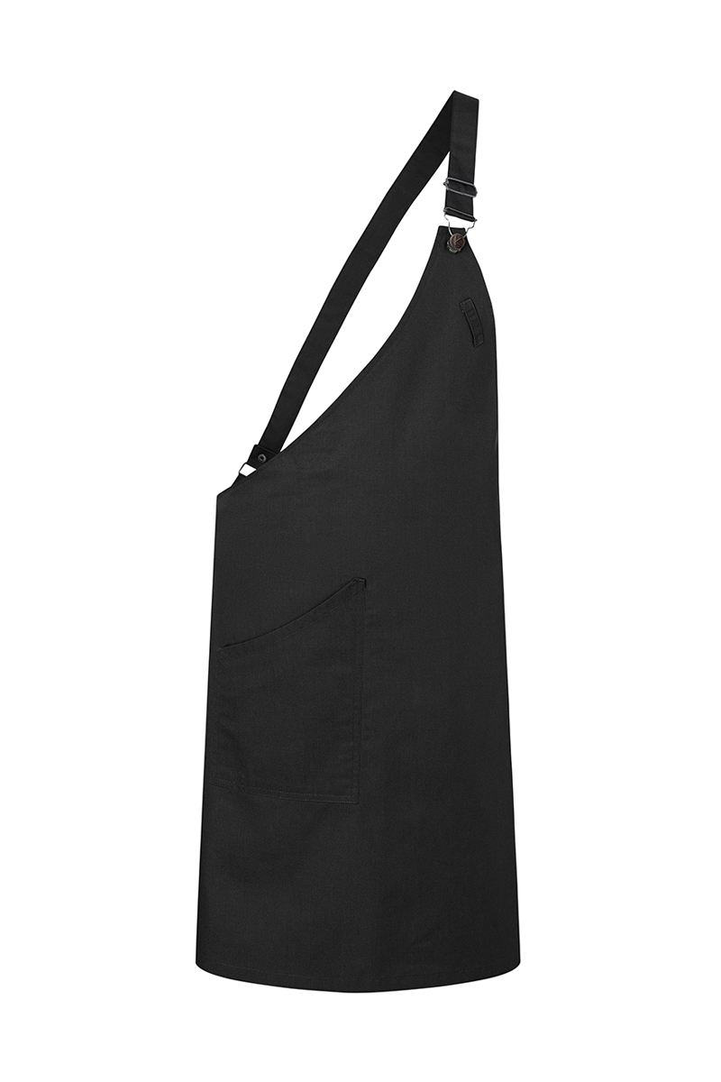 Asymmetrisch Schort Met Borststuk, Klassiek Model, En Zak - Zwart