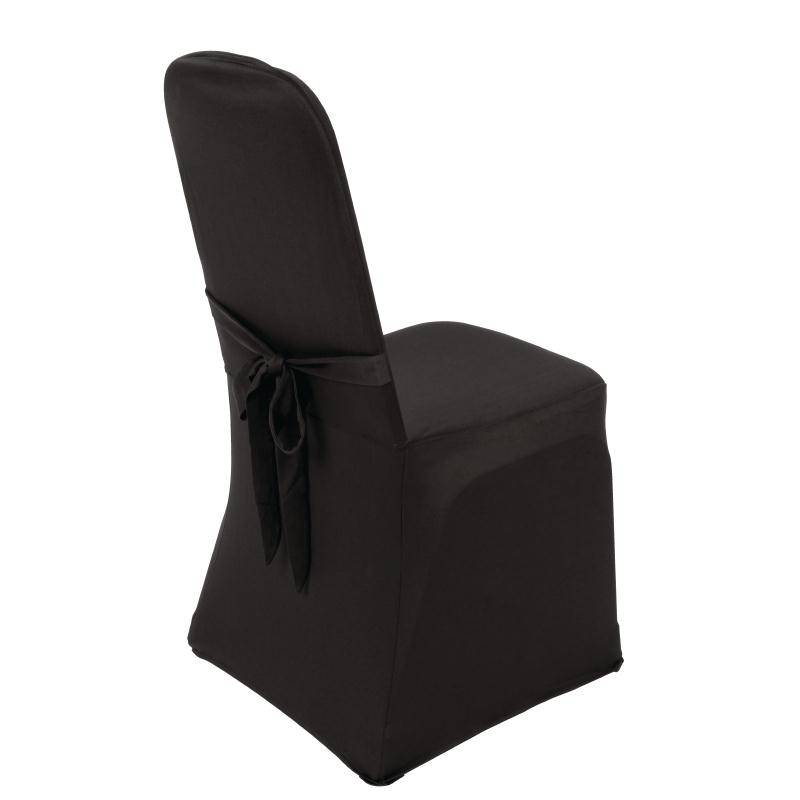 Housse De Chaise De Banquet Noire - Jersey Extensible - 100% Polyester