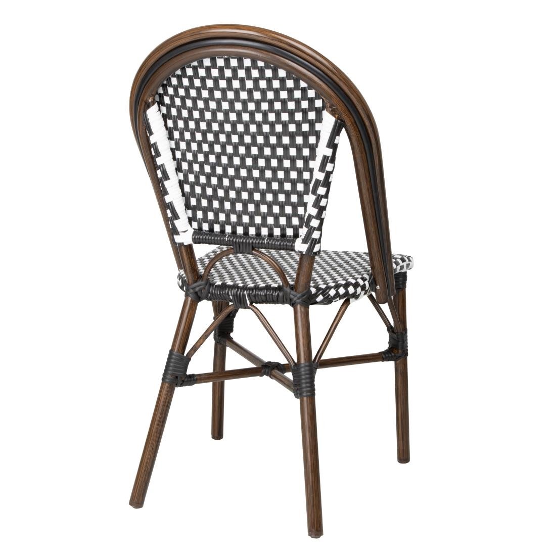 Chaises bistrot parisien en rotin PE Bolero motif noir (Lot de 2)