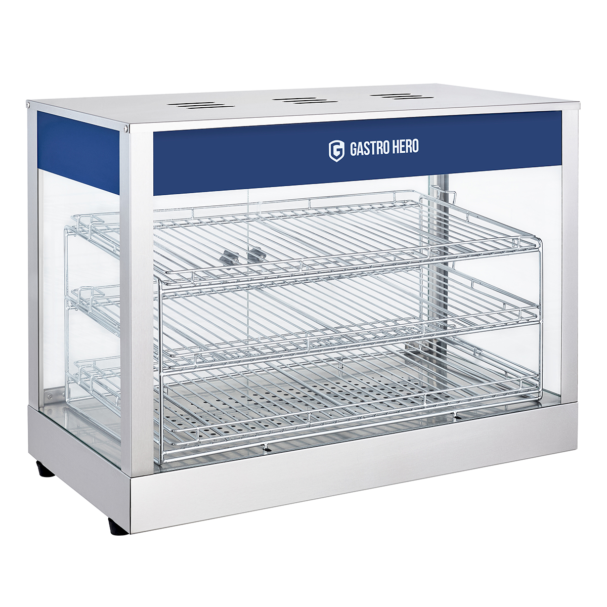 Vitrine chauffante ECO 700 | 3 étagères | Éclairage halogène | 30 à 85 °C