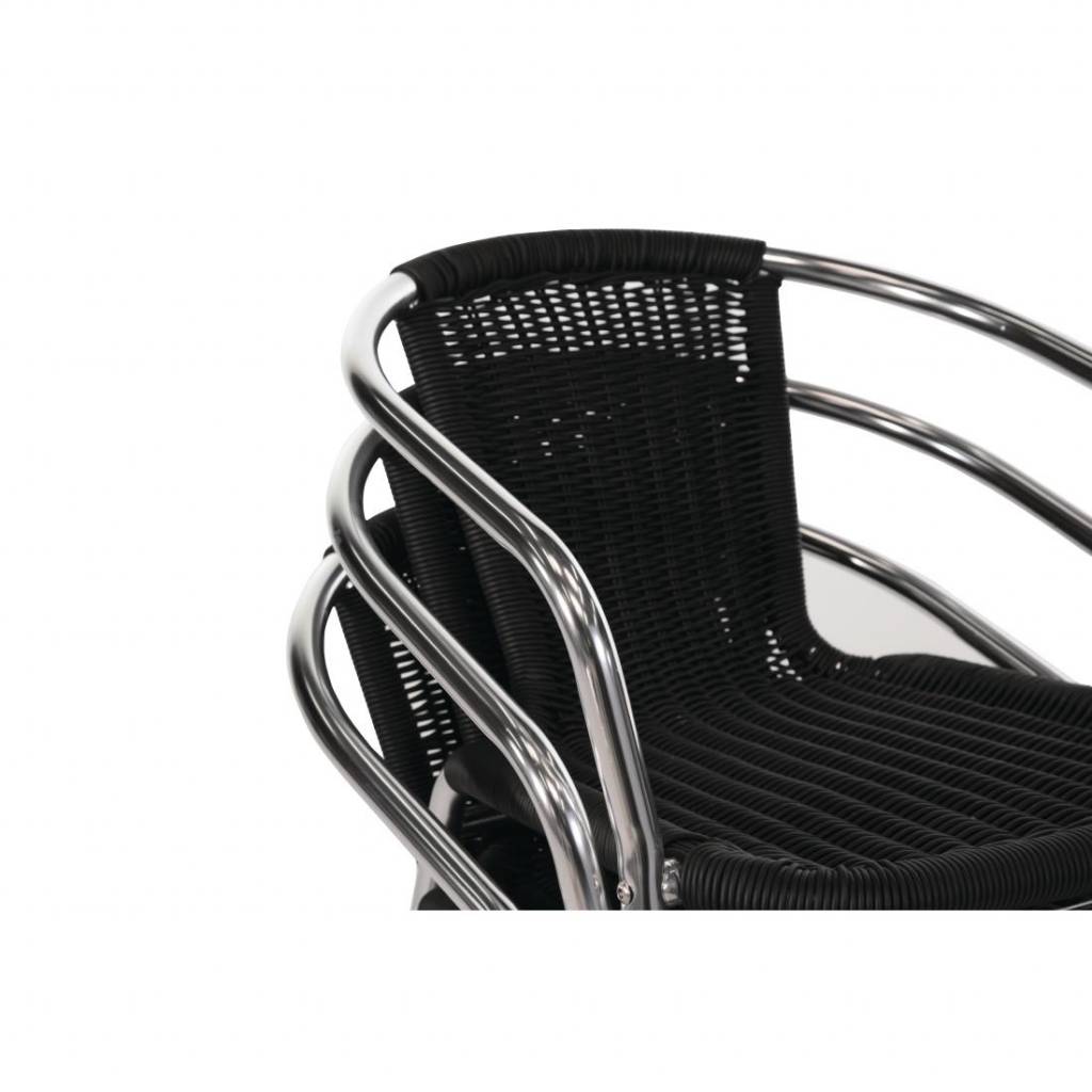 Stapelbare Rotan stoel -  Zwart - Weerbestendig - 4 Stuks