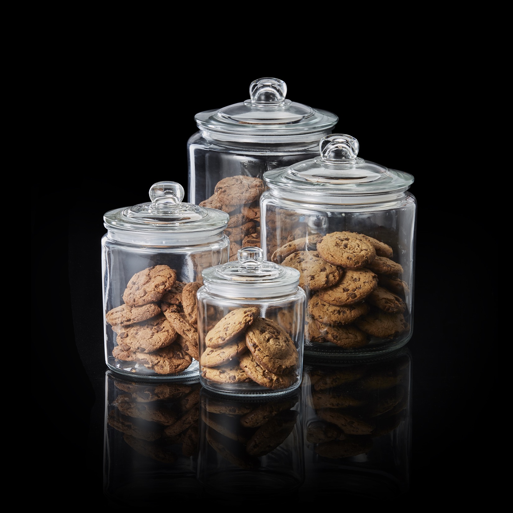 bewaarpot, 2 liter, diameter 15 cm, hoogte 21 cm, glas, polyethyleen