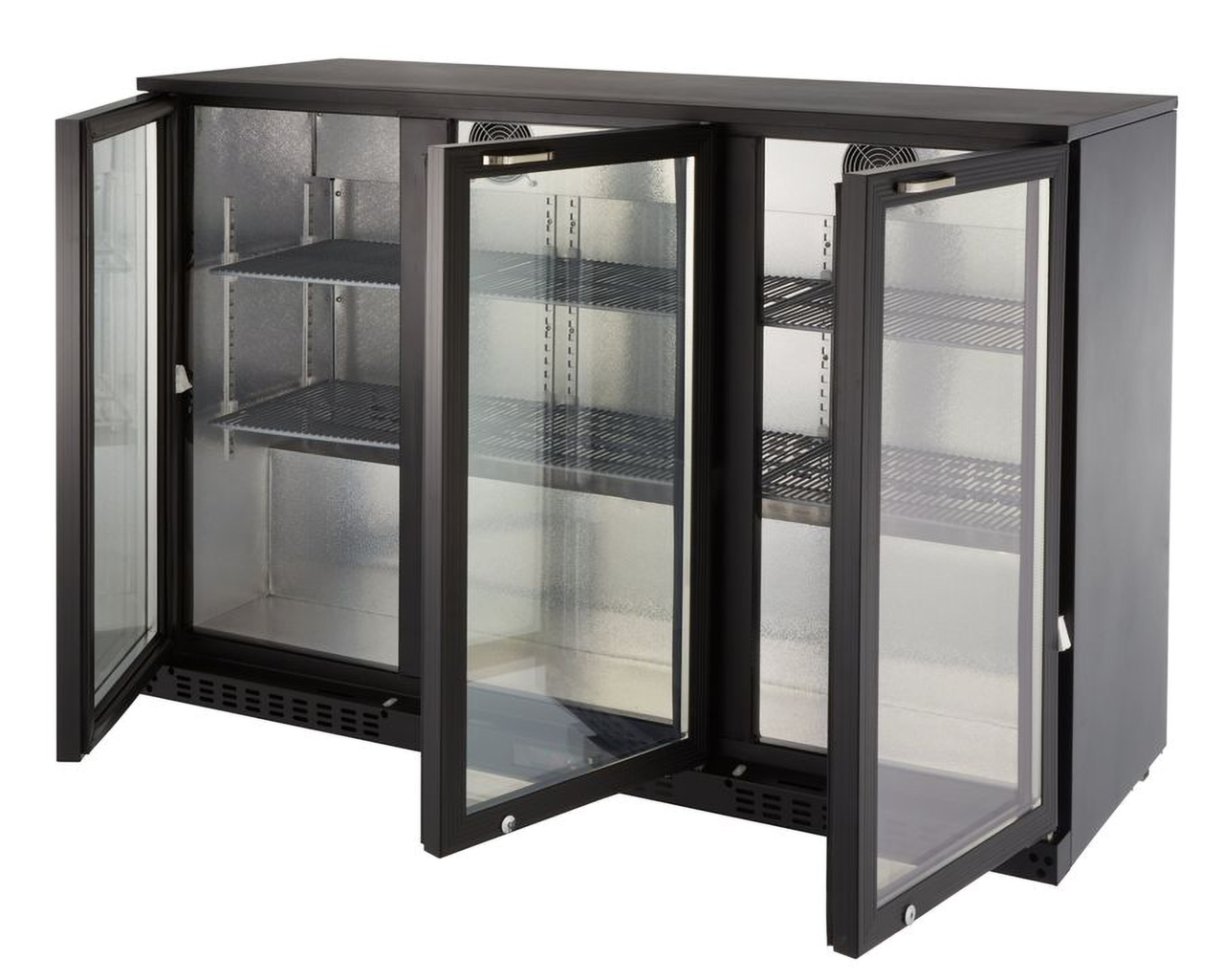 Armoire à boissons ECO 350 noire avec portes battantes, éclairage LED, encastrable sous plan de travail