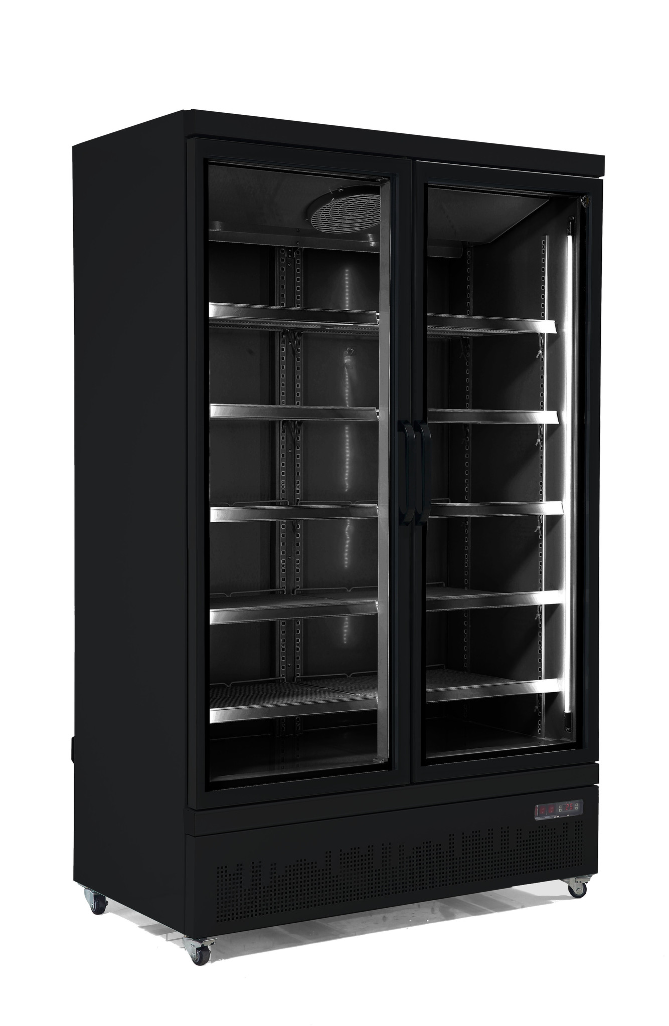 Kühlschrank | Schwarz | 2 Glastüren | 1000 Liter | Auf Rollen | 1253x710 x (H)1997mm
