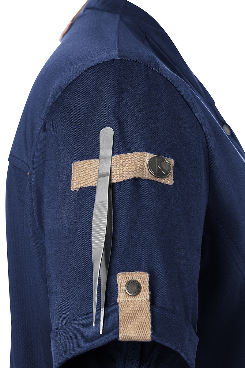 Veste de cuisine pour femme á manches courtes Green-Generation, en matériau durable, - Bleu Acier - 34