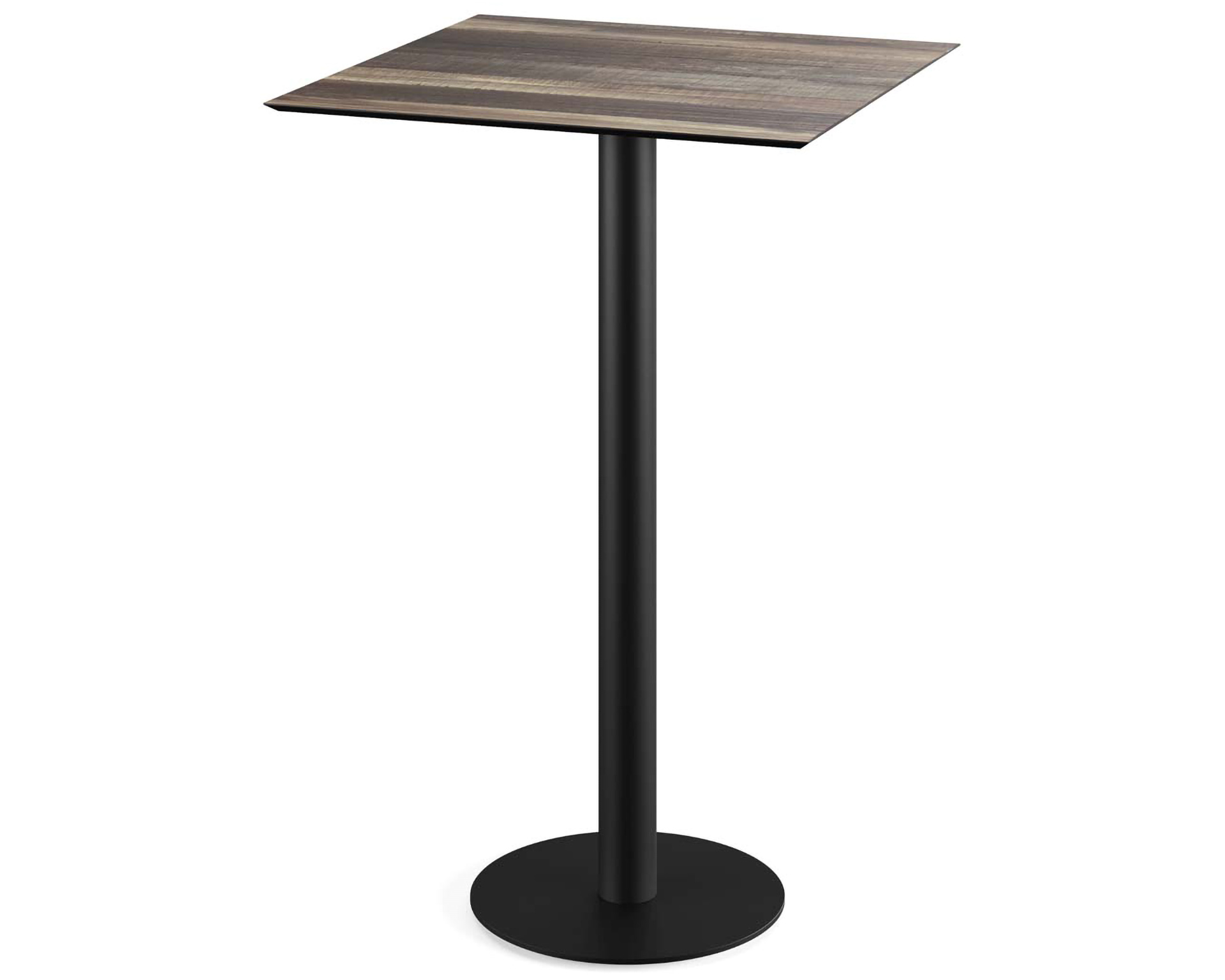 Table de bar Urban piètement noir + plateau HPL Bois Tropical 70x70cm