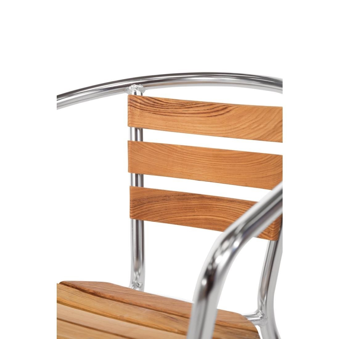 Chaise empilable - en Aluminium - Assise en frêne - 4 Pièces