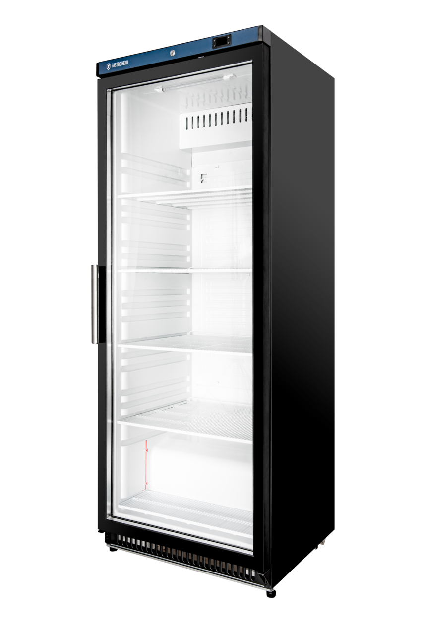 Armoire réfrigérée ECO 400 avec porte vitrée, intérieur en plastique, noir