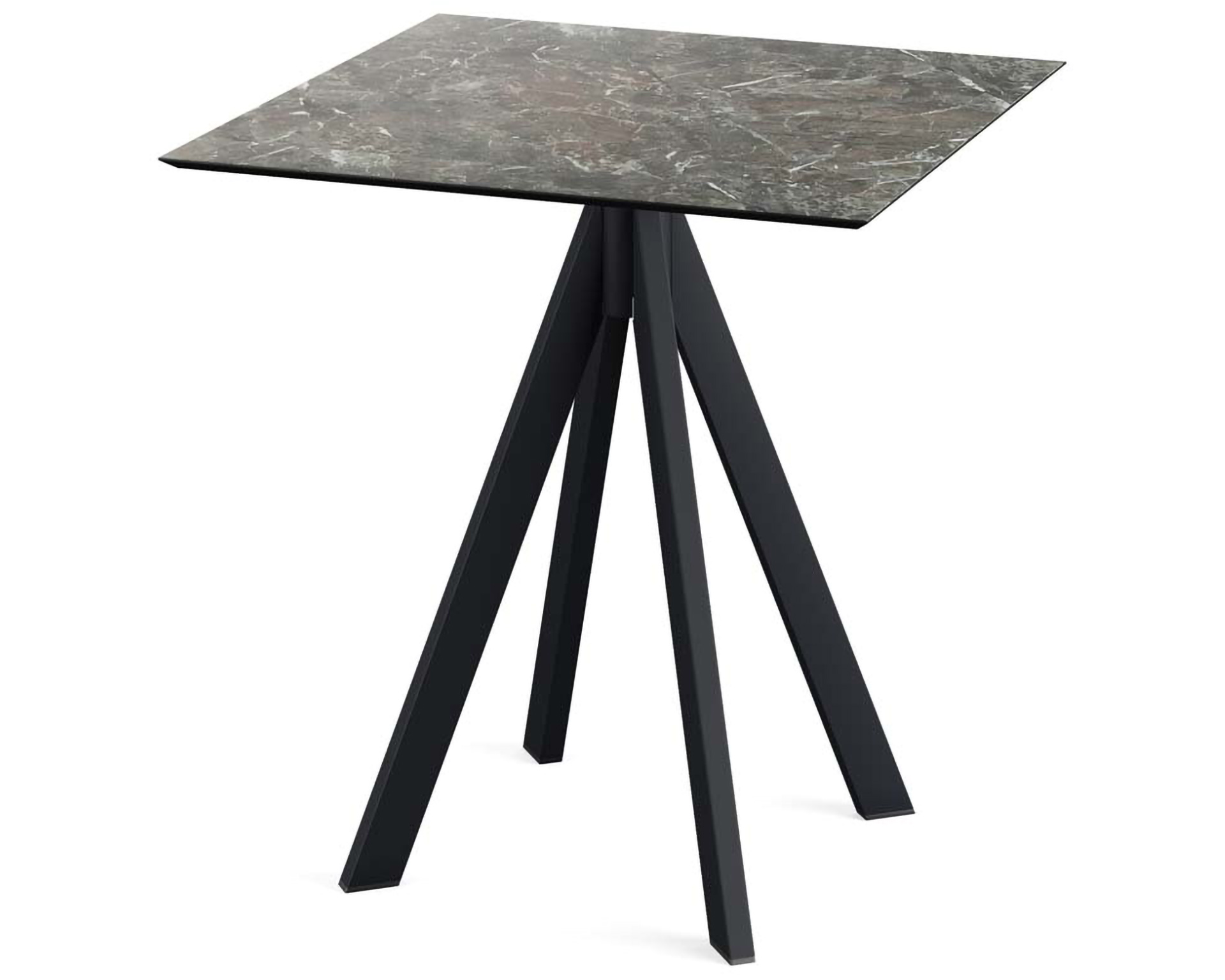 Infinity terrastafel zwart frame + Galaxy Marble HPL tafelblad tafelblad 70x70cm