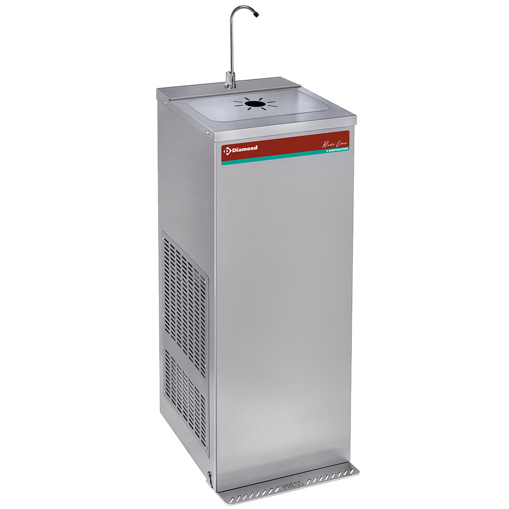 Gekoelde waterfontein met pedaal, roestvrij staal, 35 liter/uur