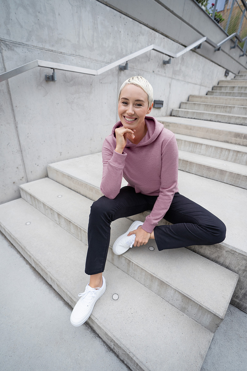 Damen Workwear Sweat Hoodie Soft-Face, aus nachhaltigem Material - Dunkelrosa - L
