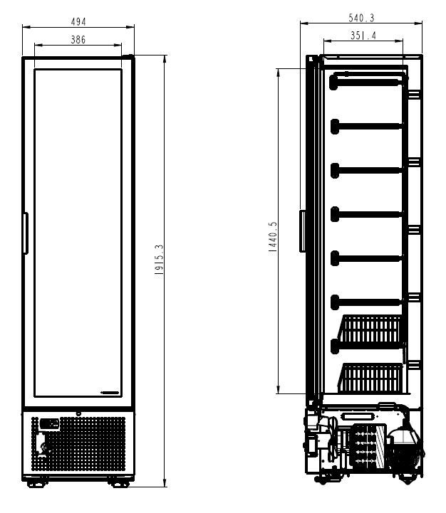 Tiefkühlschrank mit Glastür - Schwarz - 221L