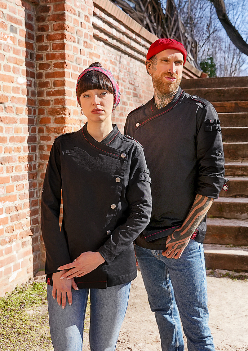 Veste de cuisine à manches longues pour hommes ROCK CHEF-Stage2 - Noir - 46