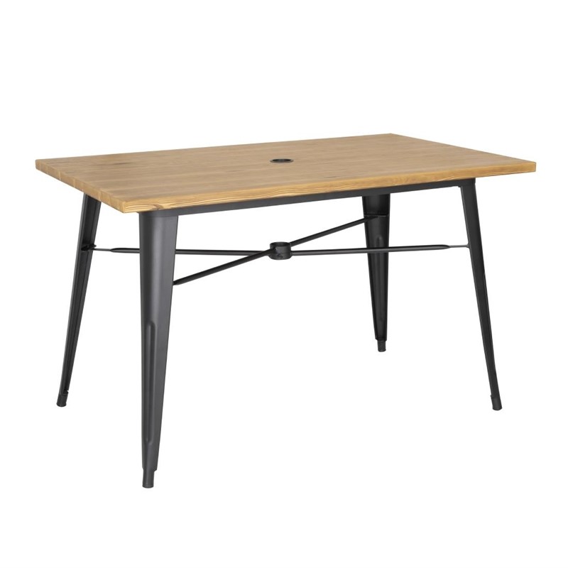 Bolero Outdoor Tafel 120x76x75cm - Aluminium Blad Met Licht Houtdessin