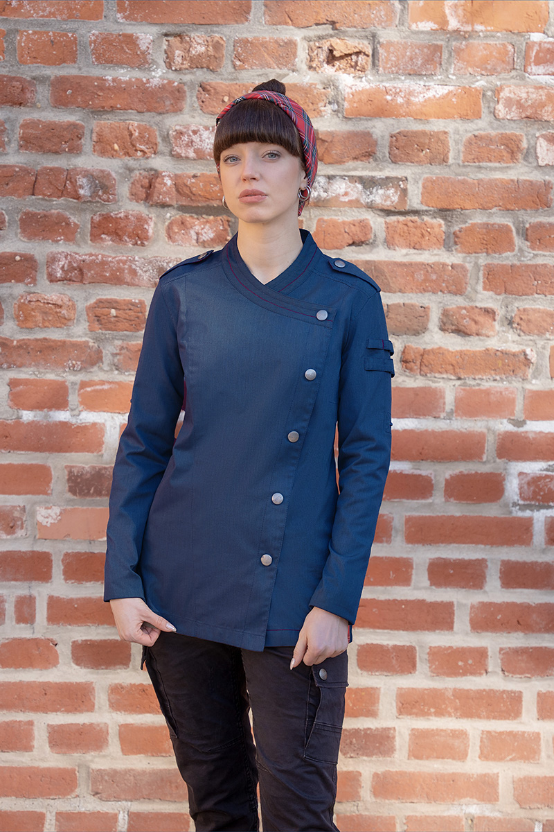 Veste de cuisine à manches longues pour femmes ROCK CHEF-Stage2, en matière durable - Bleu Acier - 34