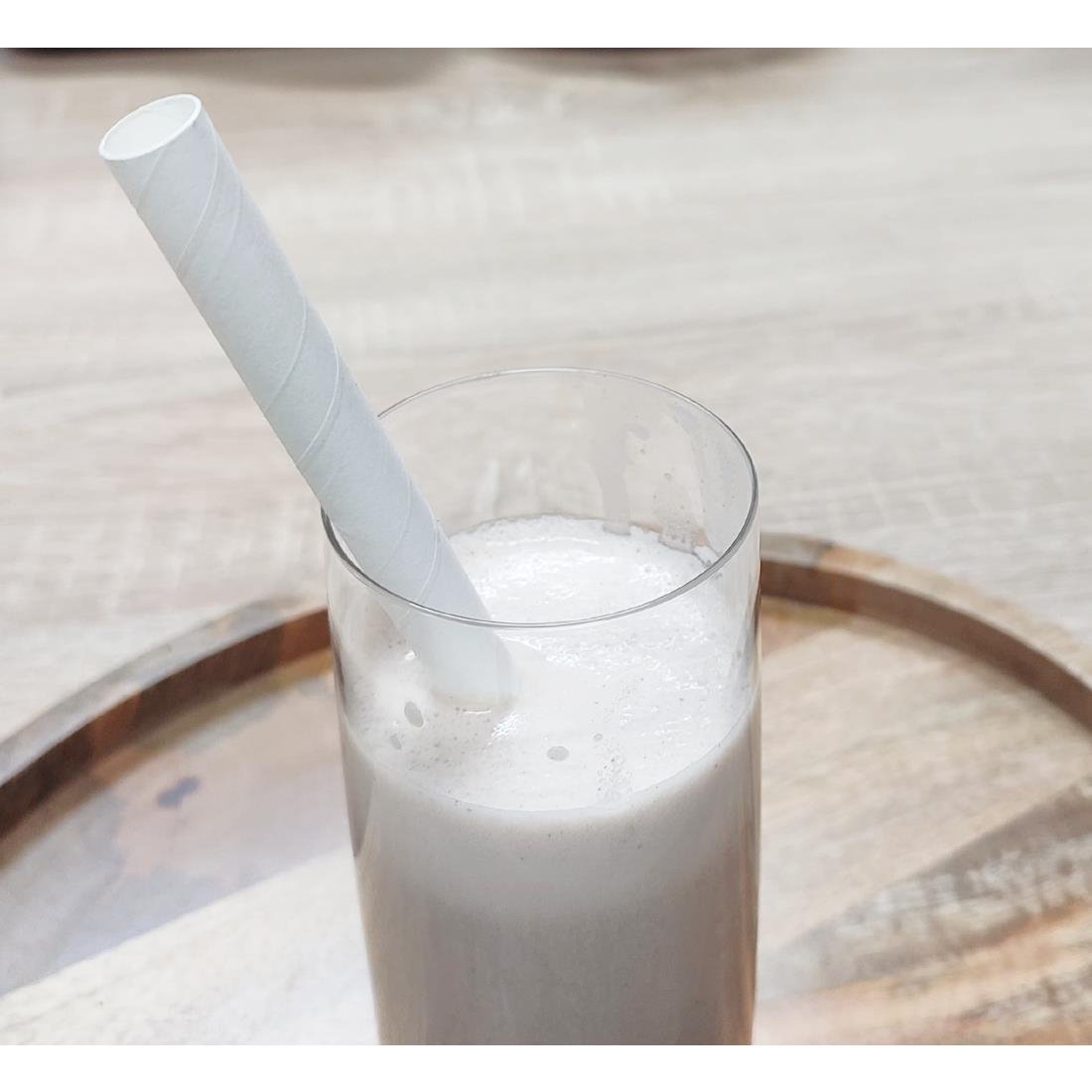 Fiesta Kompostierbarer Bubble Tea Strohhalm Weiß 12x210mm (150 Stück)