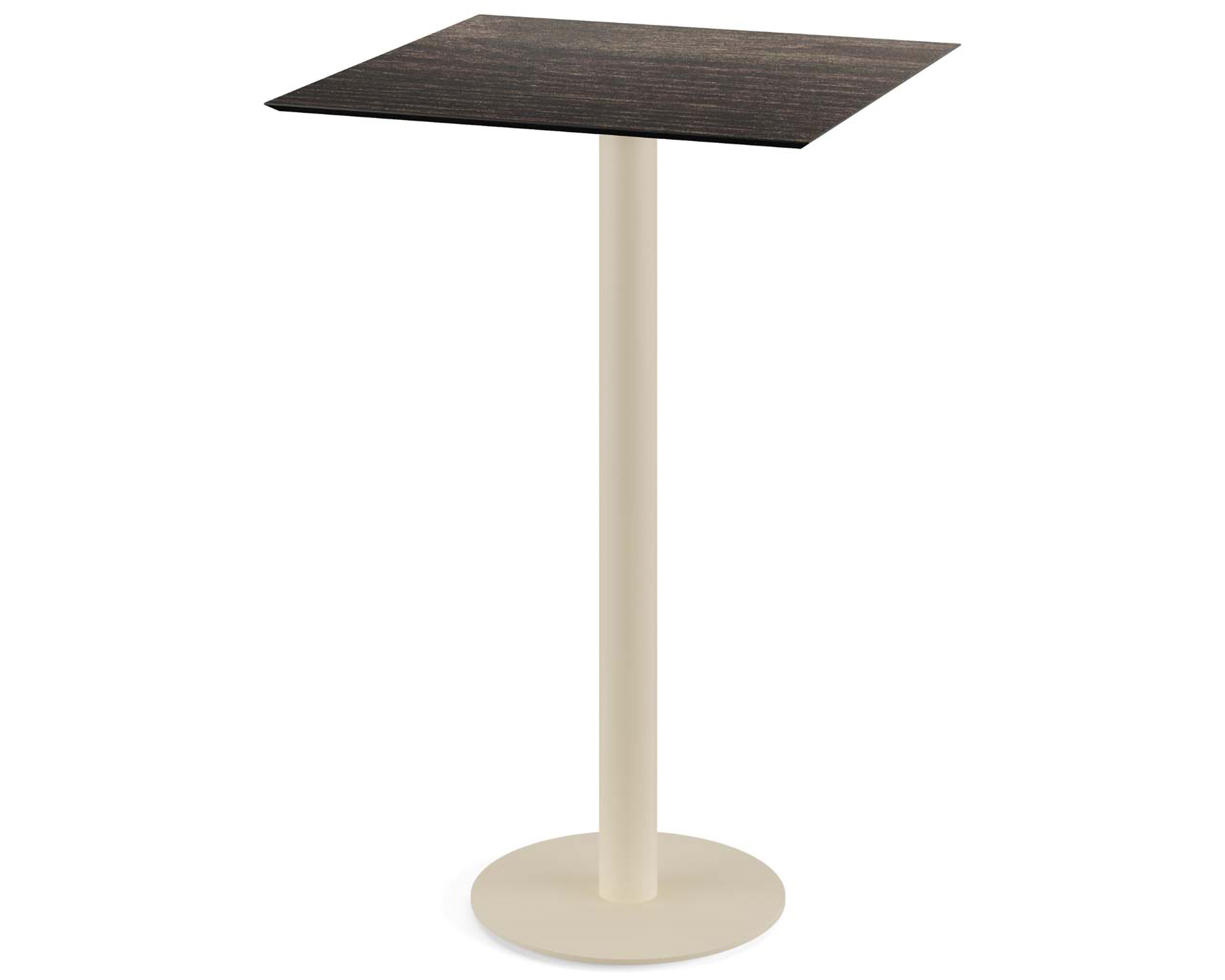 Table de bar Urban piètement sable + plateau HPL Riverwashed Wood 70x70cm