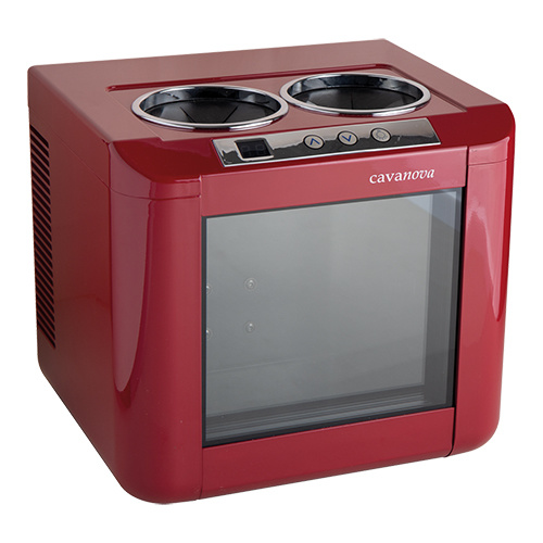 Electro Thermische Flessenkoeler Rood - Geschikt voor 2 Flessen - 5° ~ 18°C - 270x270x(H)290mm