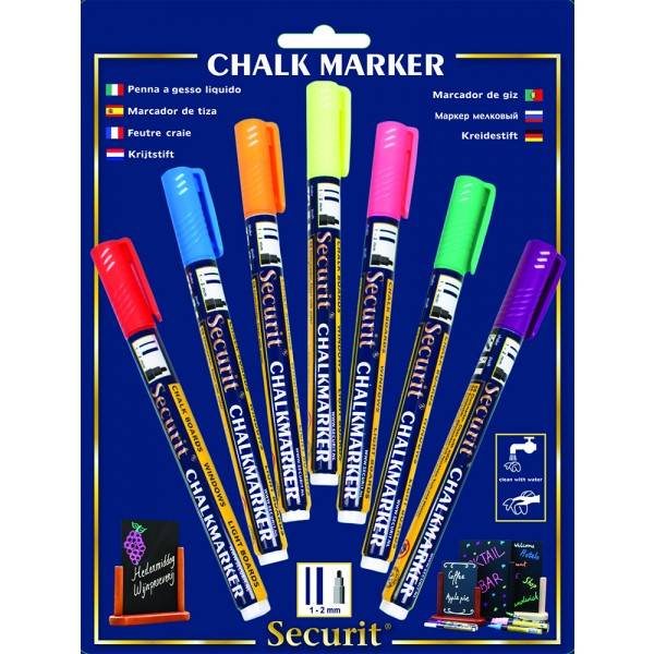 Set Feinliner Kreidemarker 1/2mm | Pink-Violett-Gelb-Orange-Blau-Grün-Gelb