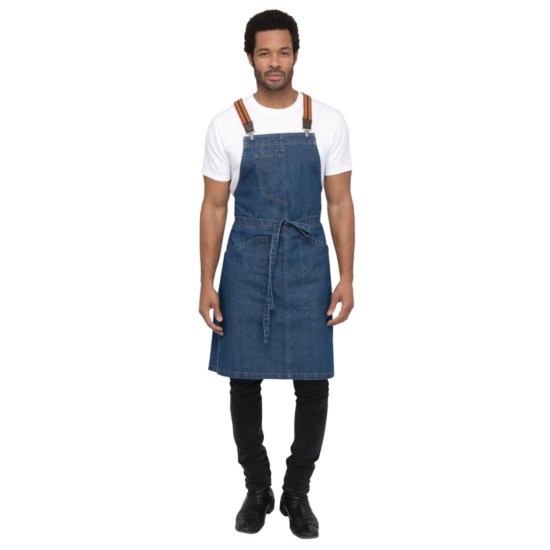 Halfter Schürze Urban Berkeley | Jeansschürze mit Hosenträgern | Blau | 100% Denim Baumwolle