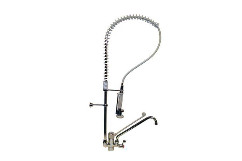 Geschirrwaschbrause Ellbogenbedienung - INOX  -Flexiblen Anschlüssen - (h)1200mm