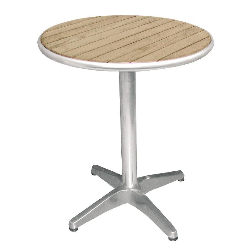 Bistro Tisch Terrasse | Aluminiumgestell mit Holzplatte | 72(H)x60(Ø)cm