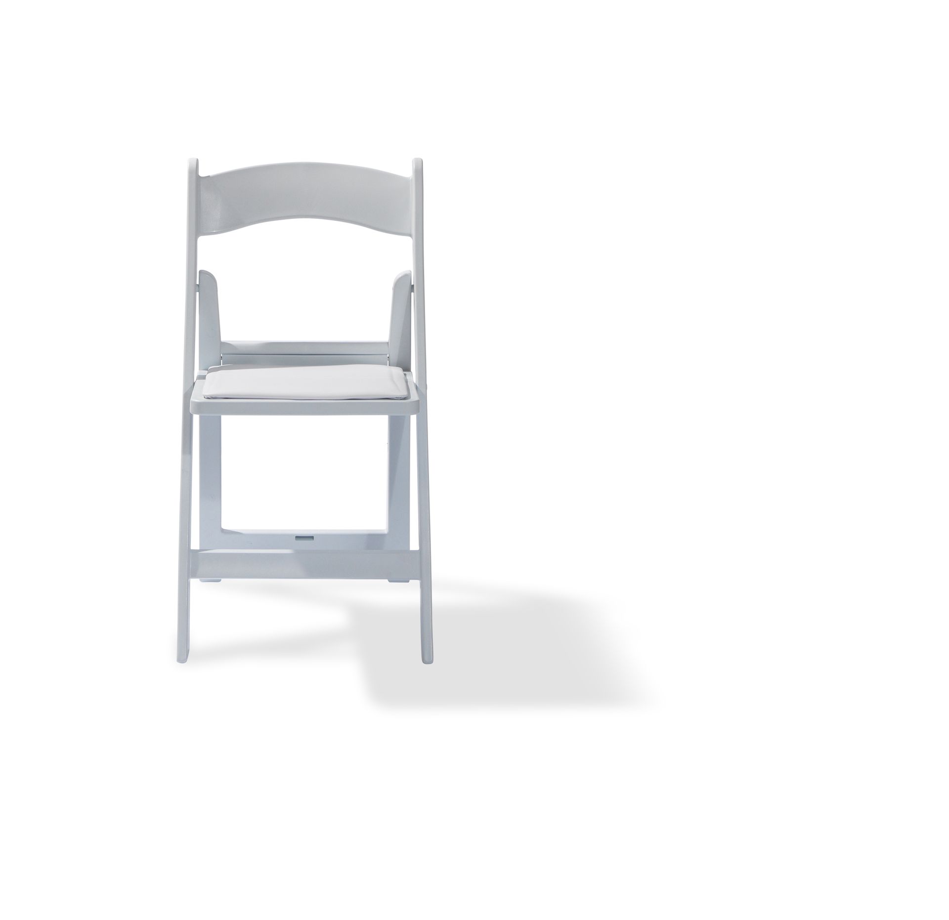Chaise de mariage pliable en polypropylène, Blanc, siège rembourré en cuir synthétique, 45x45x78cm (BxTxH), 50220