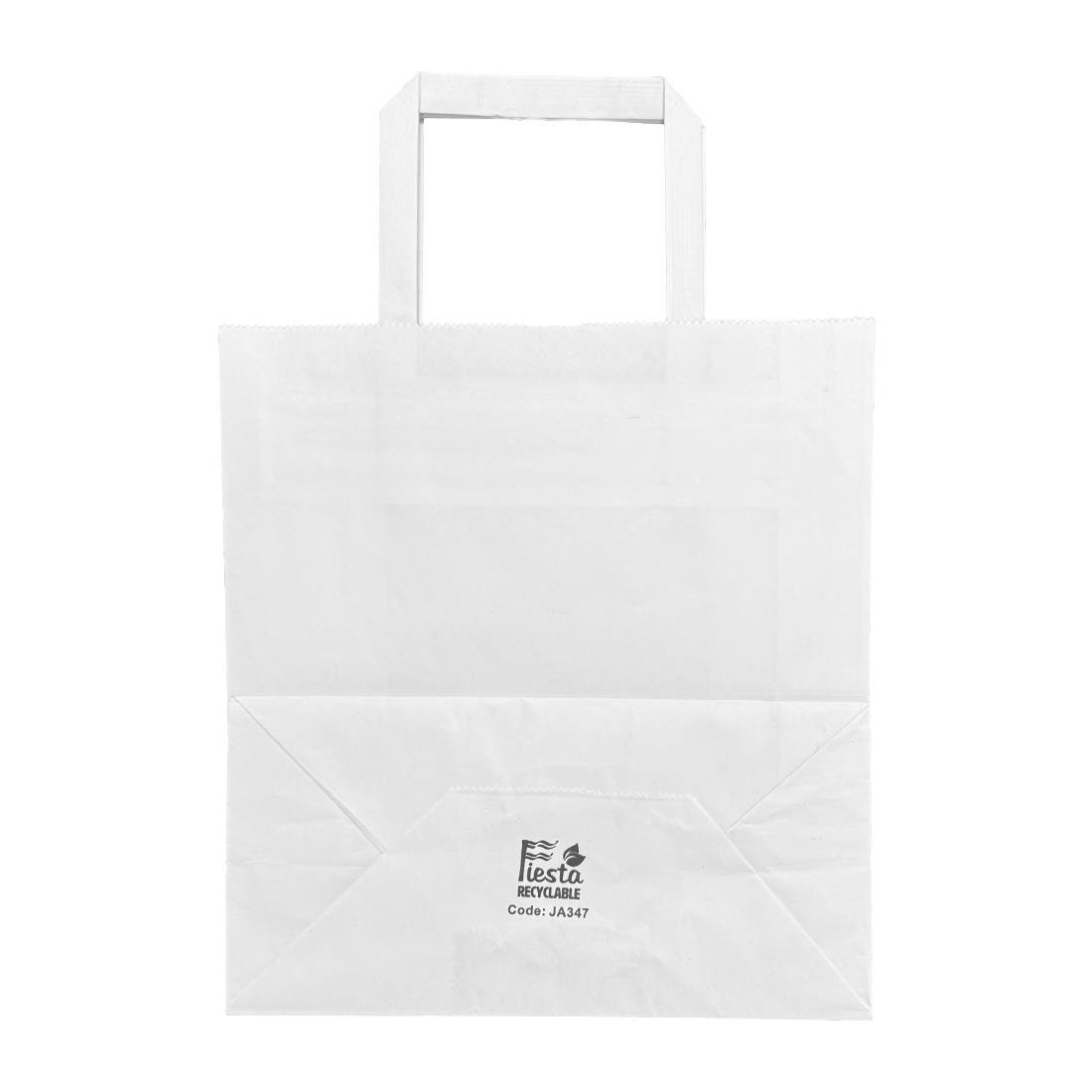 Fiesta Recyclingfähige Flachgriff Papiertragetaschen Weiß Mittel (250 Stück)